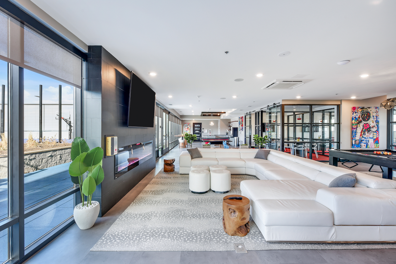 RNV Lounge Space White Couch and TV